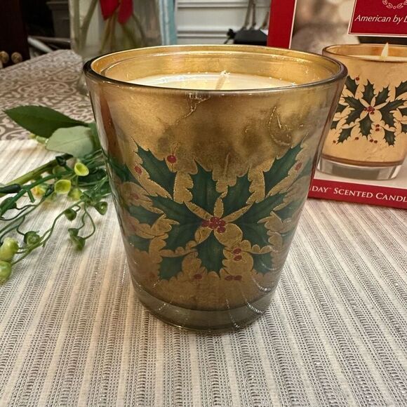 LENOX Holiday Crystal Candle Holder Set NEW Scented 9oz Gold Leafed - Picture 5 of 8